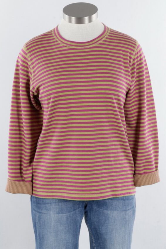 Basic Tee - Spring Leaf & Pansy Stripe