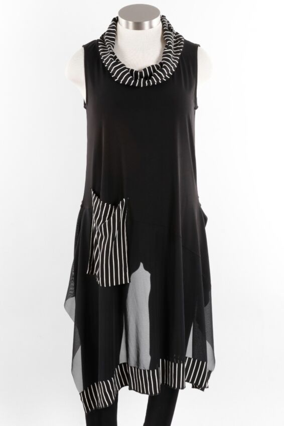 Paris Tunic Plus - Black & White Stripe