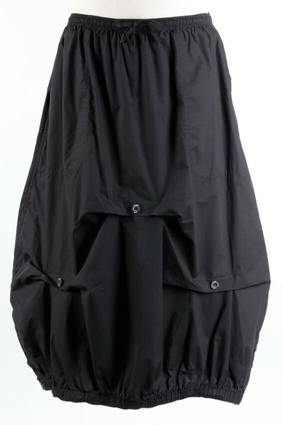 Button Accent Skirt - Black