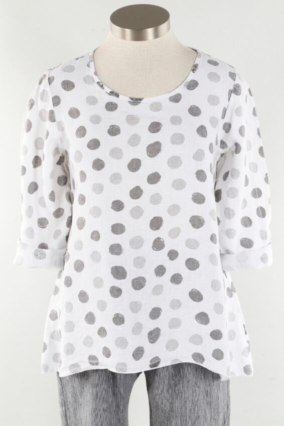 Linen Top - White Dots 