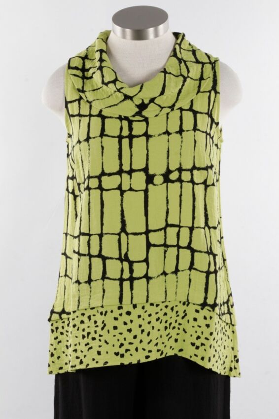 Mixed Drape Collar Tunic - Kiwi