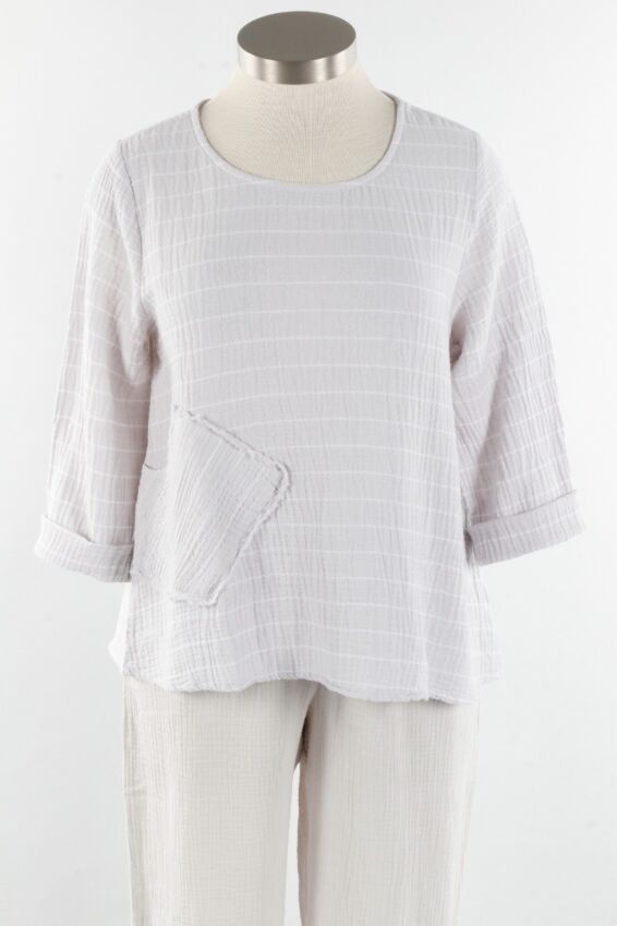 Angled Pocket Pullover - Dove Stripe