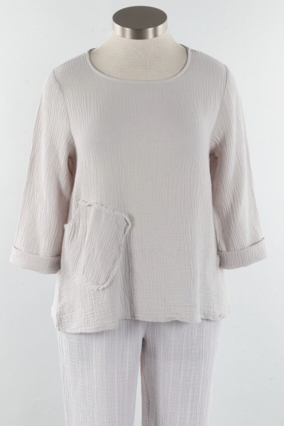 Angled Pocket Pullover - Dove