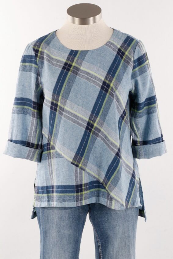 Mixed Pullover - Indigo Plaid