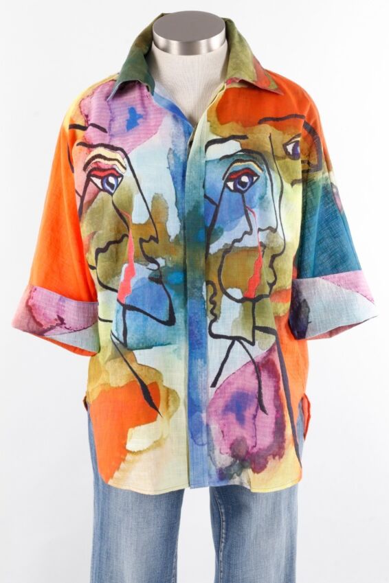 Cotton Big Shirt - Multi Color Picasso