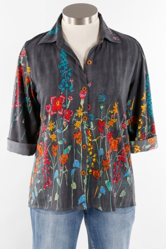 Button Down Shirt Plus - Grace Print