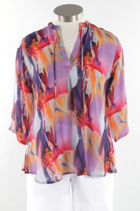 Split Collar Blouse - Orchid Mix
