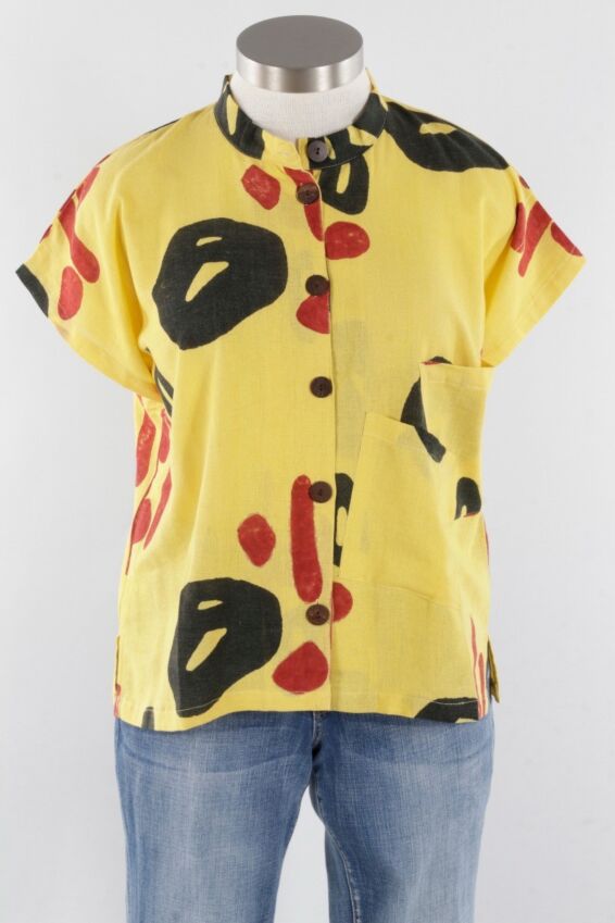 Cropped Button Front Top - Mustard