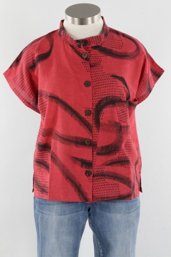 Cropped Button Front Top - Rust