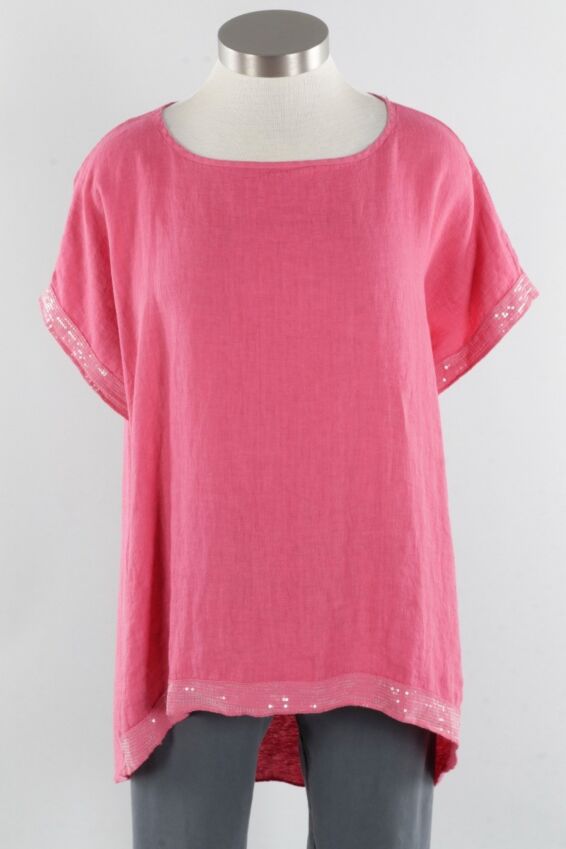 Sequin Trim Top - Berry