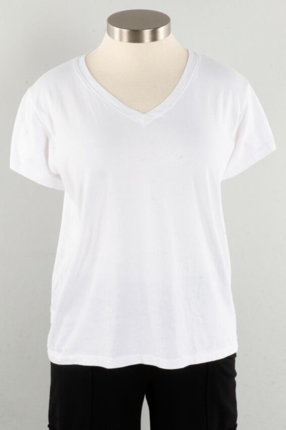 Short Sleeve V Tee - White