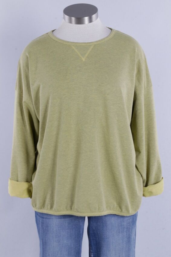 Heathered Stretch Terry Sweatshirt - Chartreuse