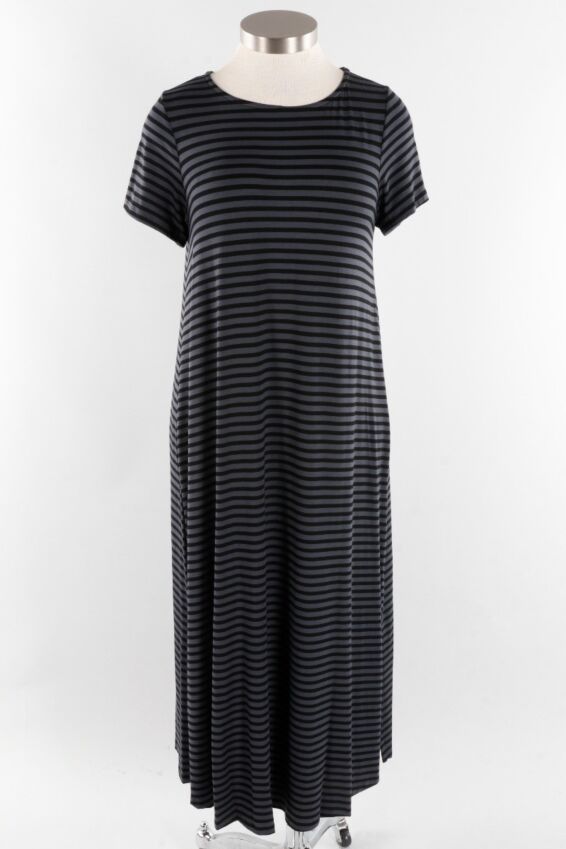 Long Dress - Charcoal Stripe