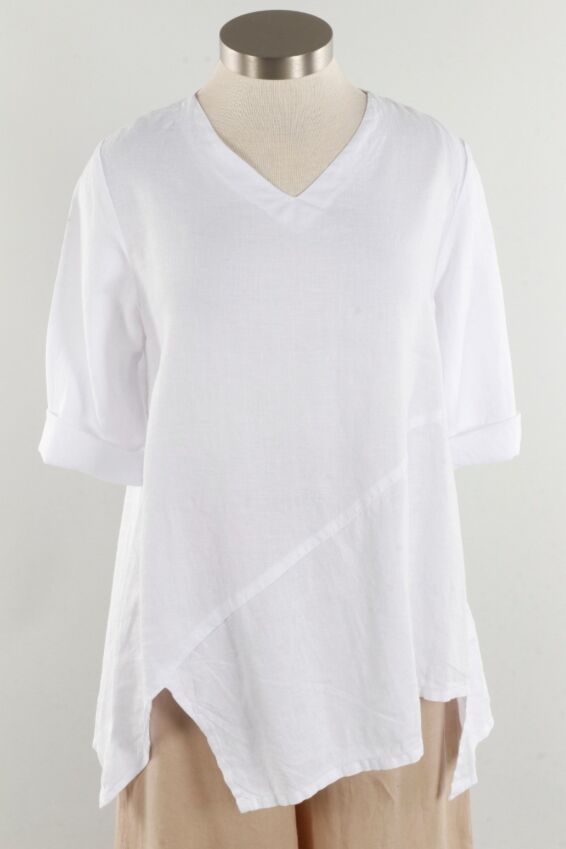 3/4 Sleeve Pullover - White