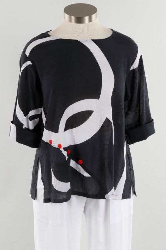 Button Blouse - Charcoal