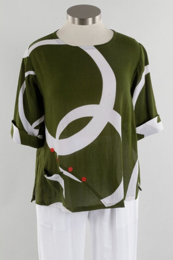 Button Blouse - Dark Olive