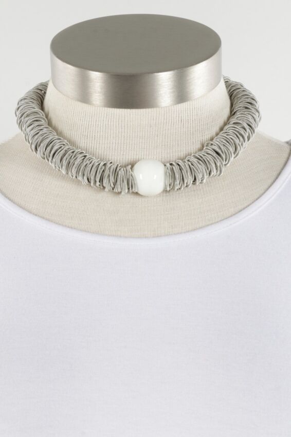 Spring Ring Necklace - Silver & White