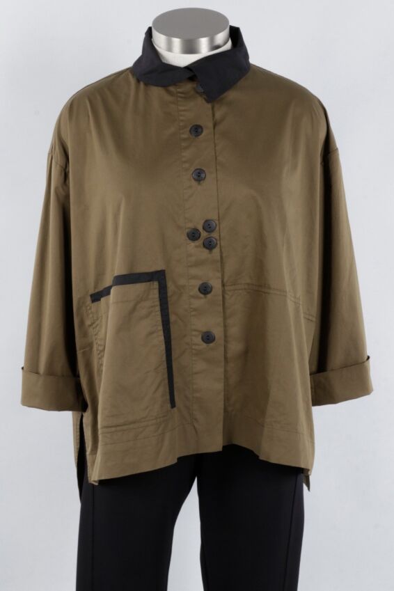 Boxy Button Top - Forest