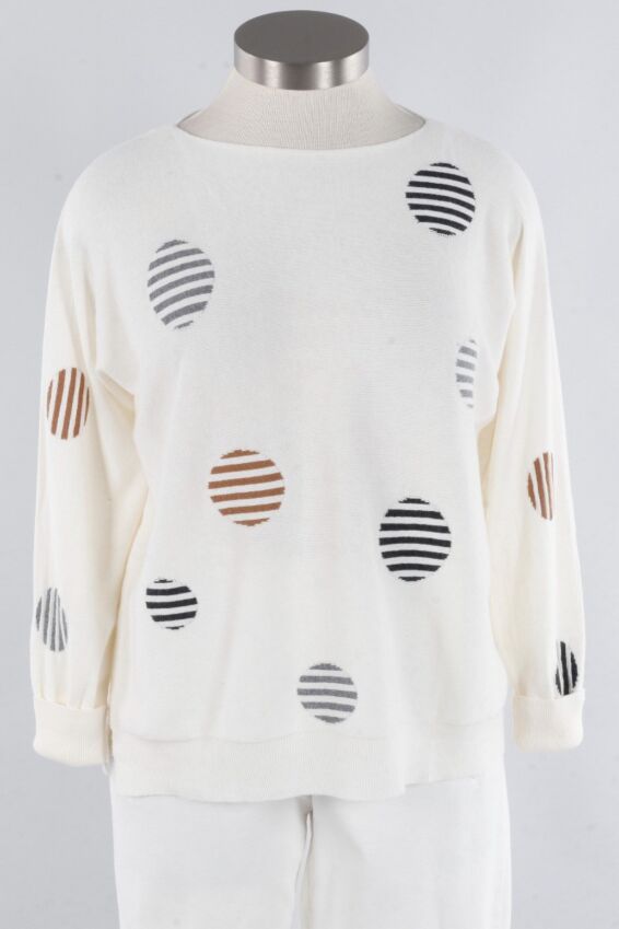Striped Dot Pullover - Chalk