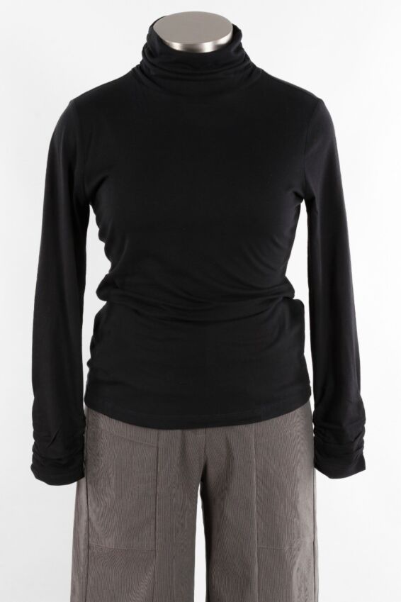 Ruched Turtleneck - Black