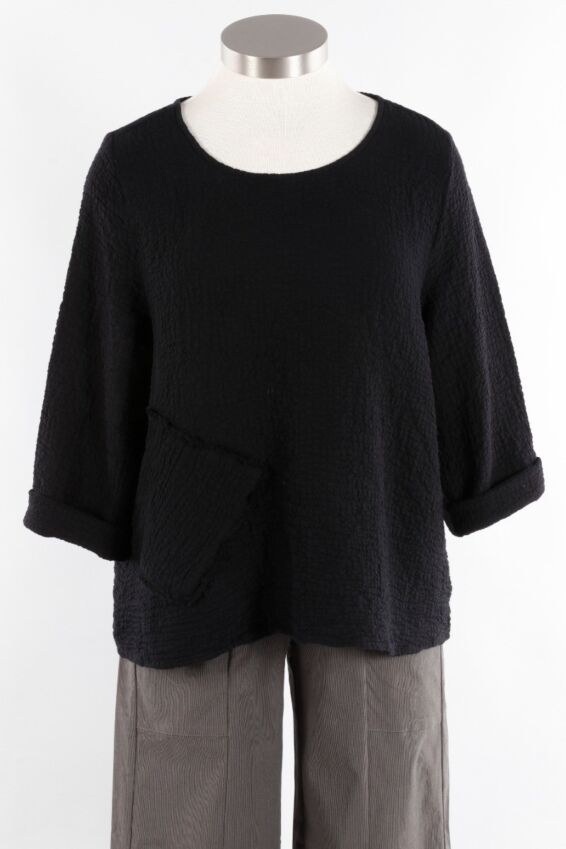 Angled Pocket Pullover - Black
