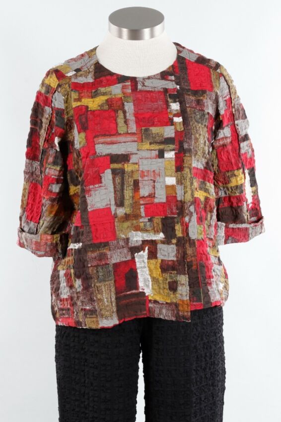 Collage Lapped Seam Pullover - Garnet