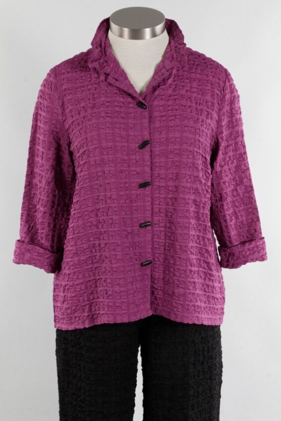 Flounce Collar Jacket - Wine