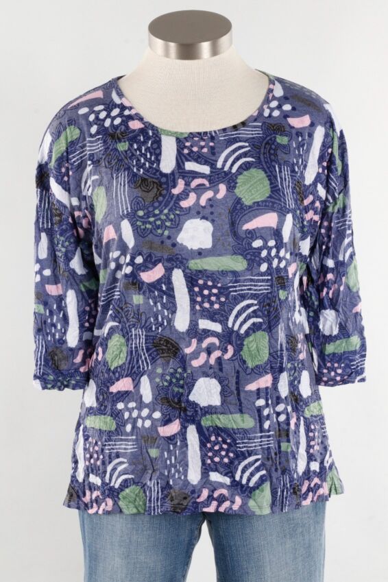 Button Back Top - Navy
