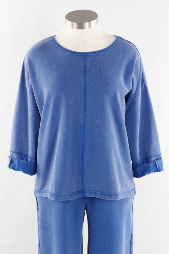 Lantern Sleeve Pullover - Cobalt
