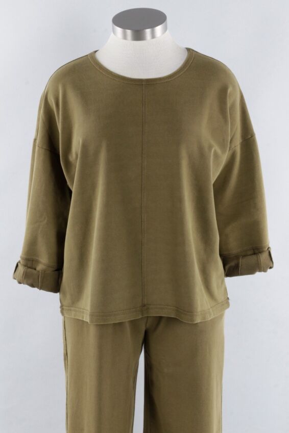 Lantern Sleeve Pullover - Olive