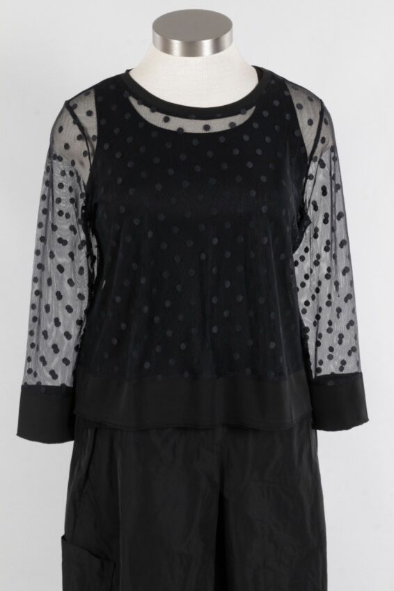 Mixed Boxy Tee - Black Dot