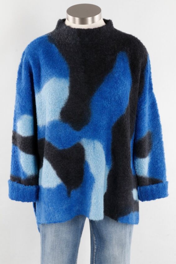 Hand Painted Cozy Sweater - Blue Cloud