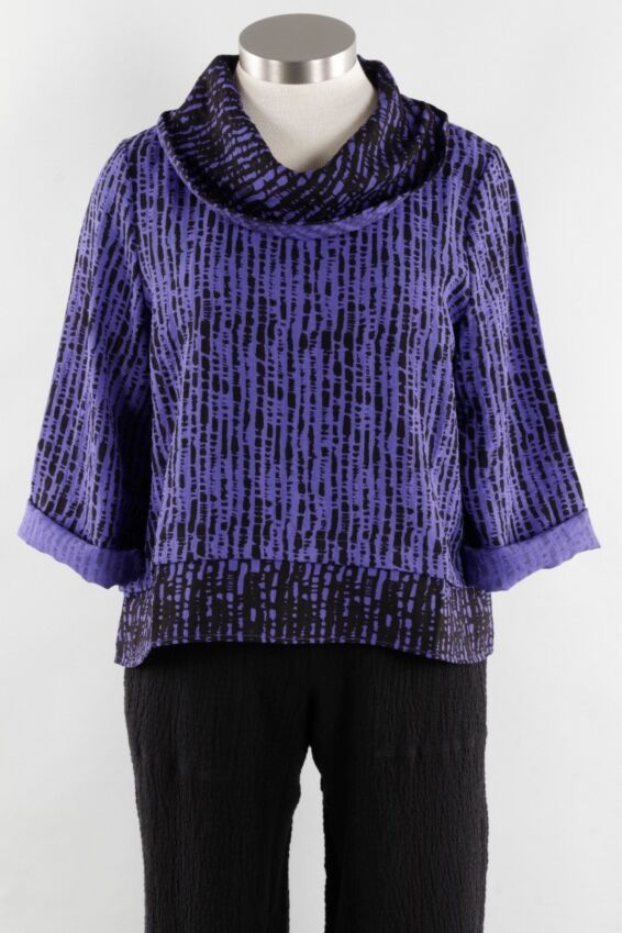Mixed Cowl Pullover - Iris 