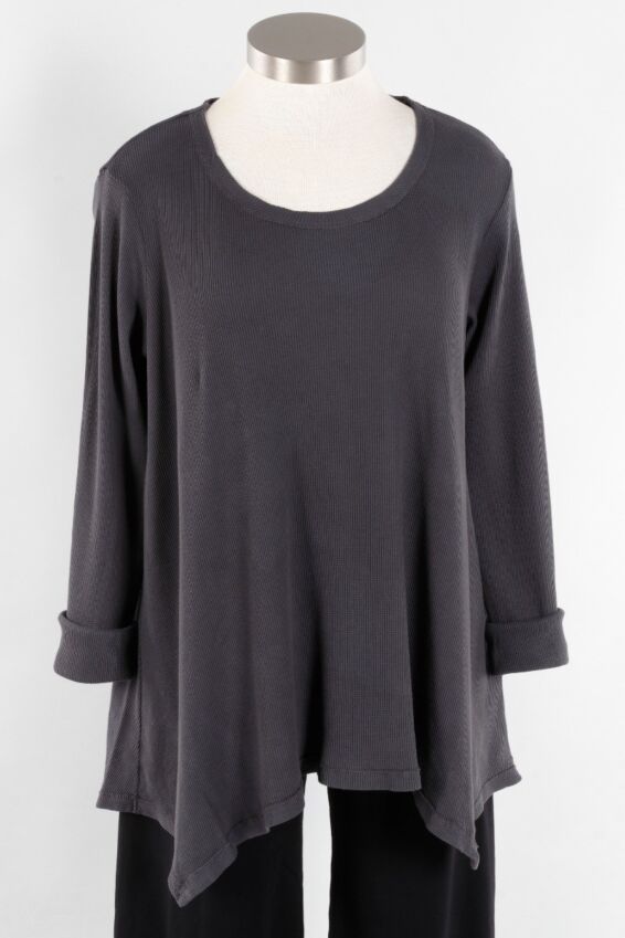 Waffle A-Line Tunic - Coal