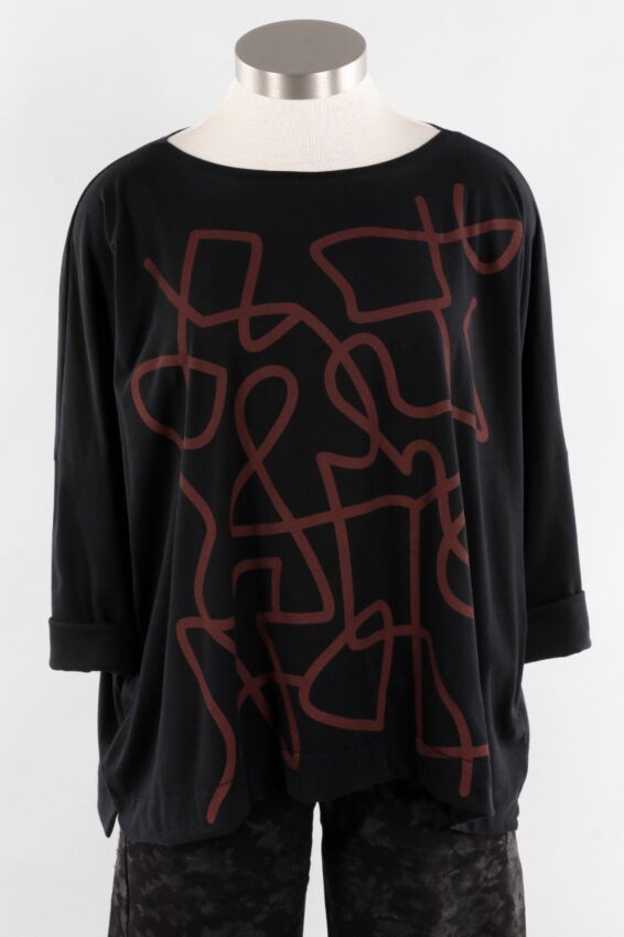 Scribble Top - Cherry & Black