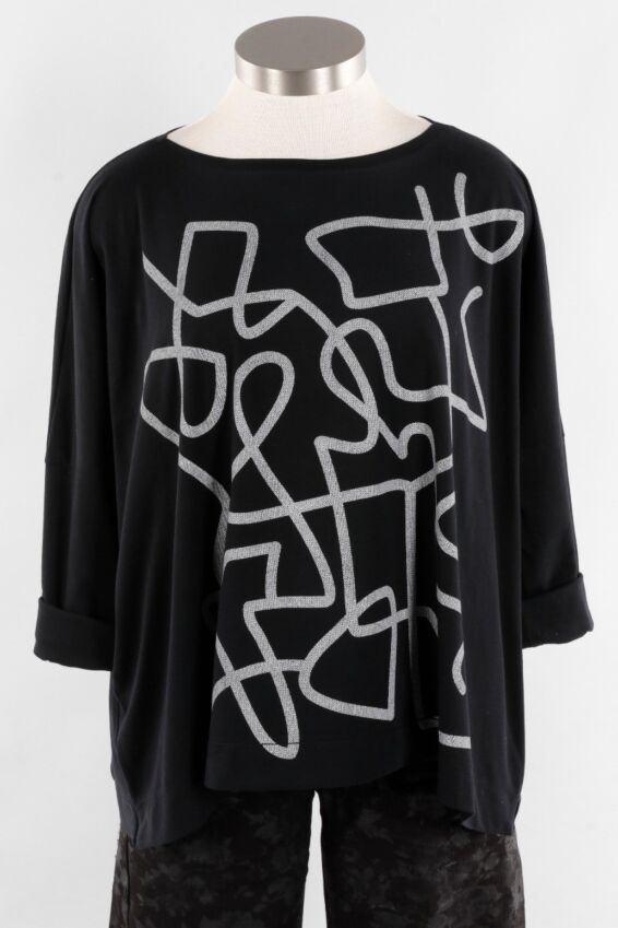 Scribble Top - Grey & Black