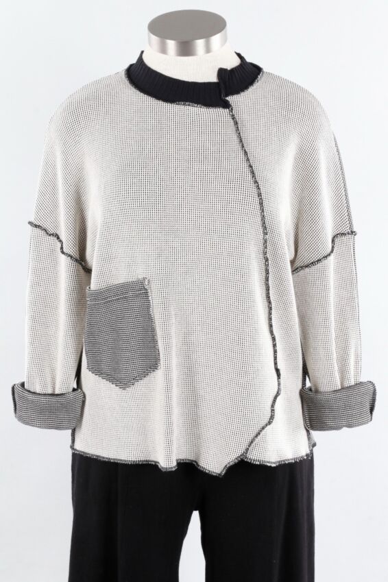 Rib Collar Top - Eggshell