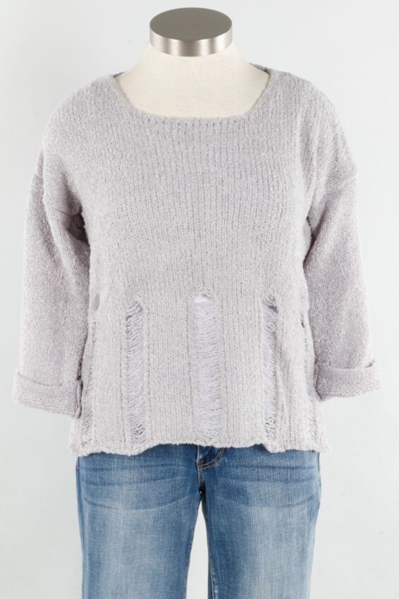 Distressed Sweater - Light Grey