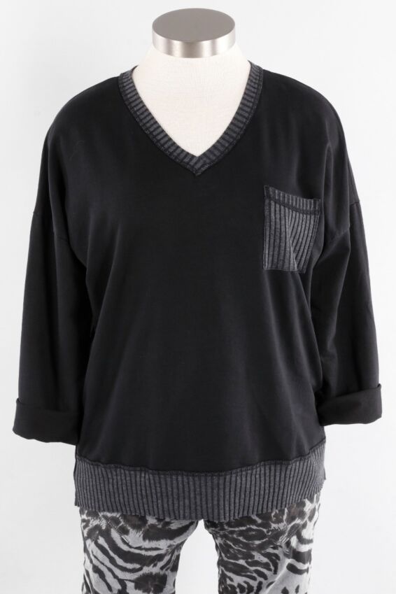 High/Low Pullover - Black
