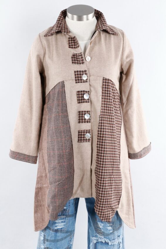 Plaid Mix Jacket - Burlap