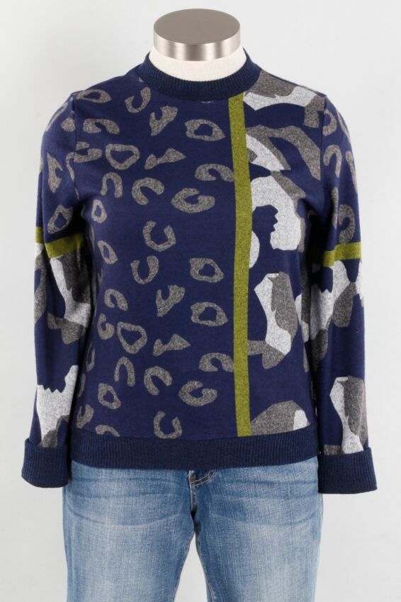 Crewneck Pullover - Blue & Olive