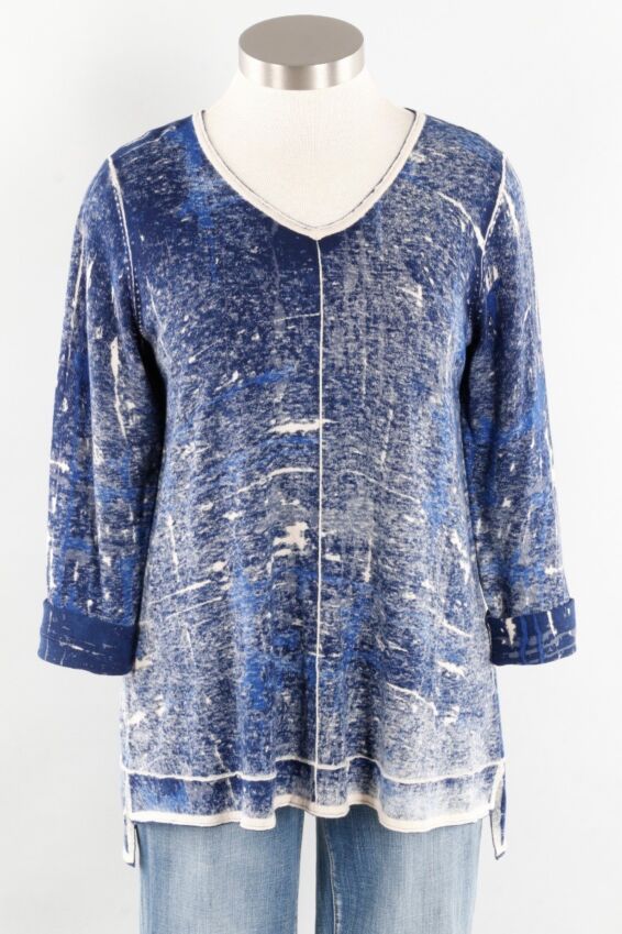 V-Neck Elliptical Pullover - Painted Abstract