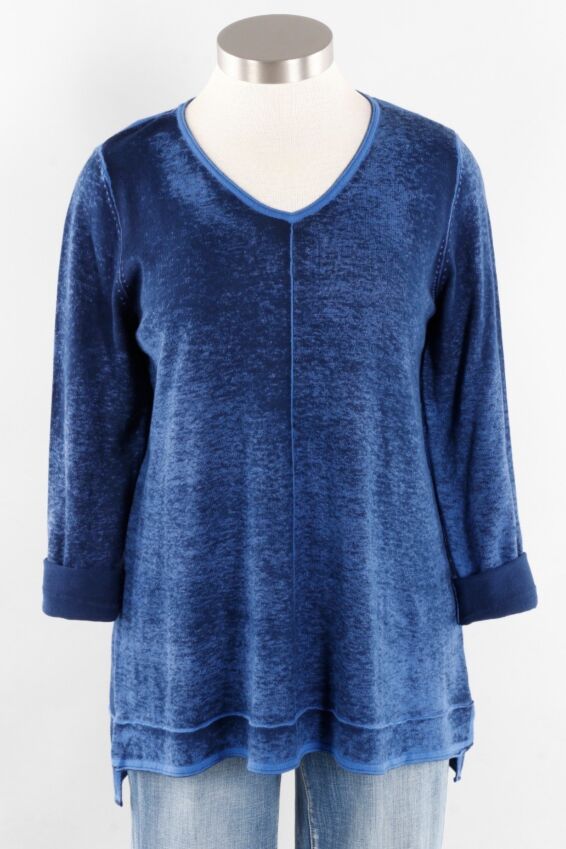 V-Neck Elliptical Pullover - Cobalt