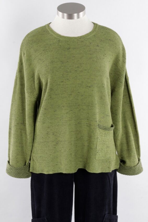 Contrast Trim Pullover - Leaf