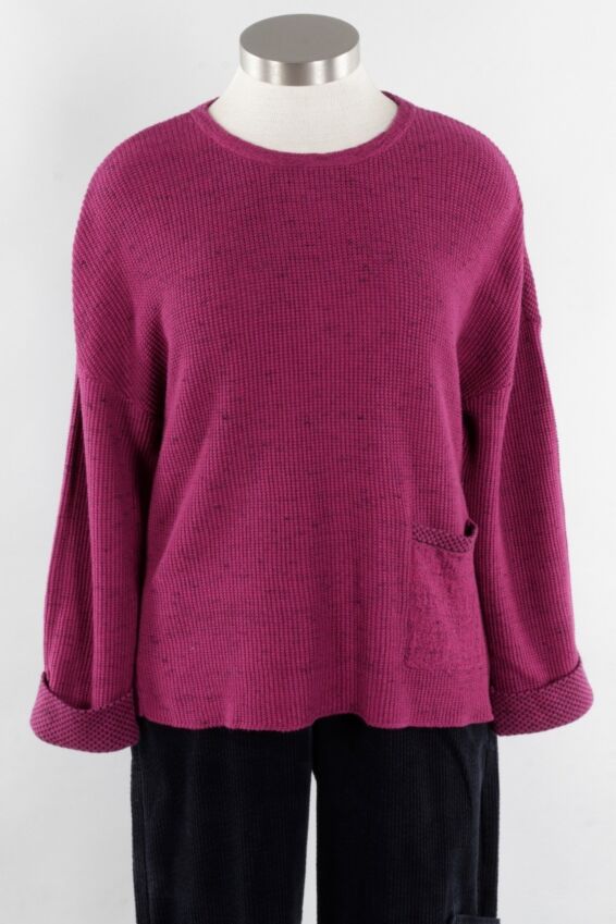 Contrast Trim Pullover - Raspberry