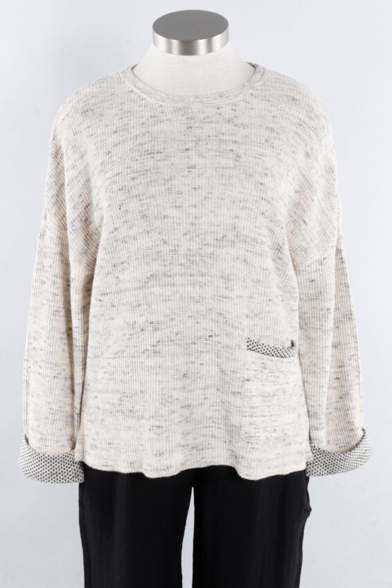 Contrast Trim Pullover - Winter White