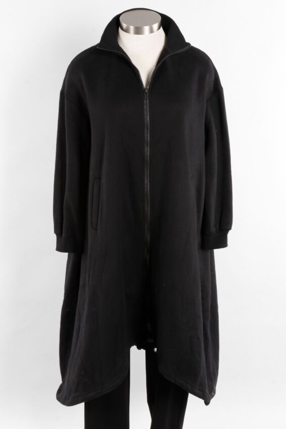 Long Sweatshirt Coat - Black