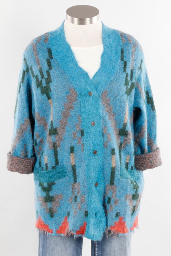 Raw Edge Sweater - Blue Multi