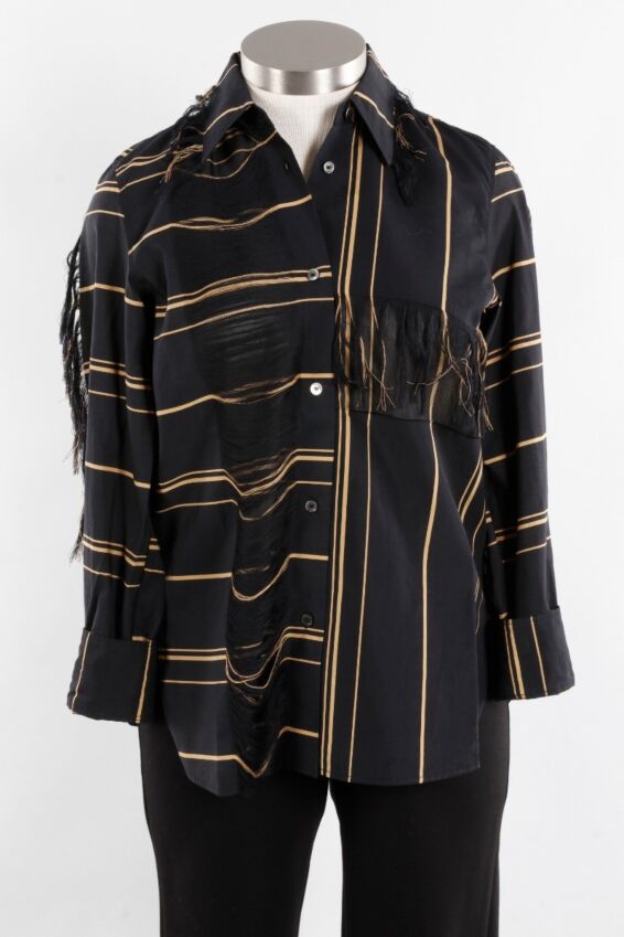 Fringe & Tatter Blouse - Black & Gold