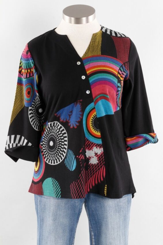 Split Neck Pullover - Goldie Print